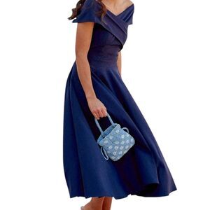Navy Blue Off the Shoulder Cocktail Dress - Size XXL